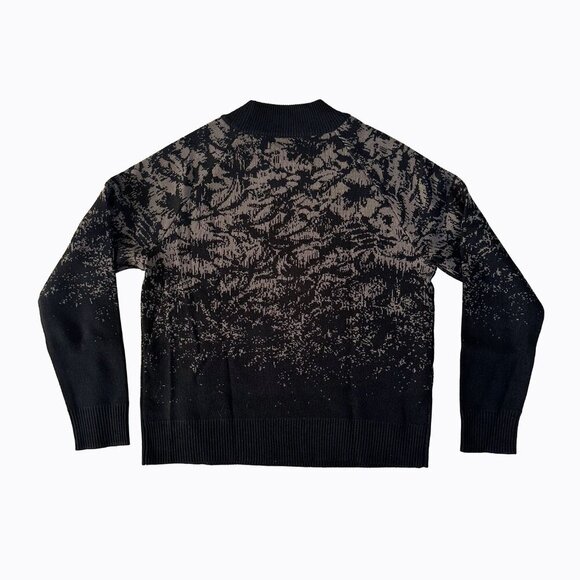 Athleta Floral Jacquard Sweater Sz S Black Gray Crew Neck Merino Wool Blend Goth - Picture 5 of 7